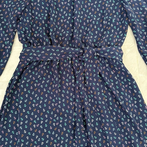 Women’s Talbots Anchor Print Flounce Hem Fit & Flare Notch Neck Dress Size 4 - Picture 5 of 16